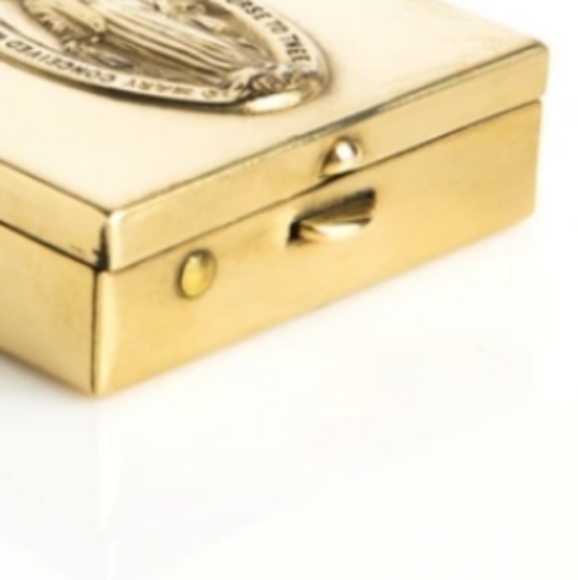 🍀 Virgins Saints & Angels Gold & Green Mirrored Trinket Box NEW! - Picture 5 of 7